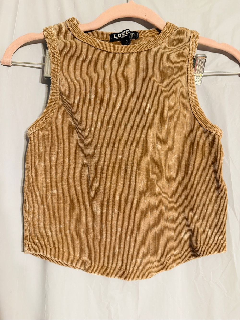 LOVE Corduroy Sleeveless Tank Top in Camel Tan